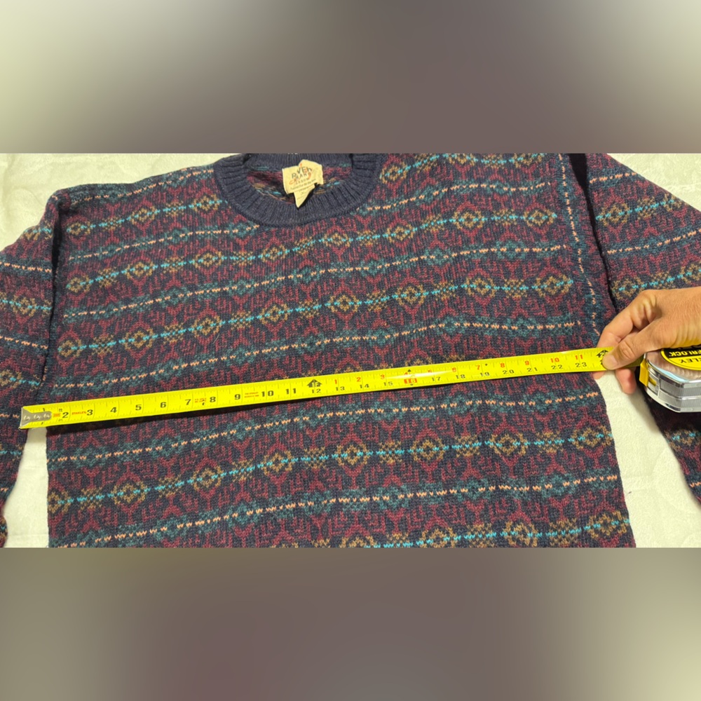 Sweater 100% Pure Wool with Navy/Burgundy Accents RIVER BRAND by ARROW